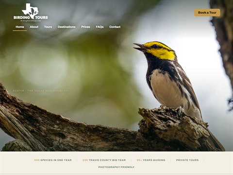 Birding Tours Texas website by Cotter Designs